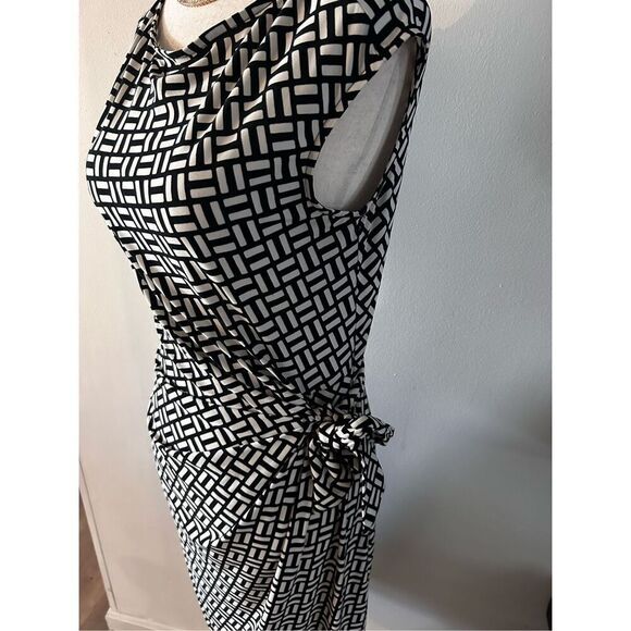 Ralph Lauren Geometric Print Dress black & white  Sz 8 - Picture 2 of 6